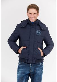 La Martina - LA MARTINA Granatowa męska kurtka puchowa z odpinanym kapturem, Rozmiar XXL. Kolor: niebieski. Materiał: puch #4