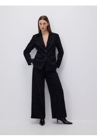 Reserved - Marynarka ze strasem - czarny. Kolor: czarny. Materiał: wiskoza, tkanina #1