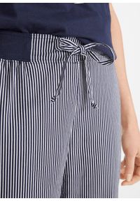 bonprix - Spodnie z materiału z lnem, dł. 7/8. Stan: podwyższony. Kolor: niebieski. Materiał: len, materiał #3