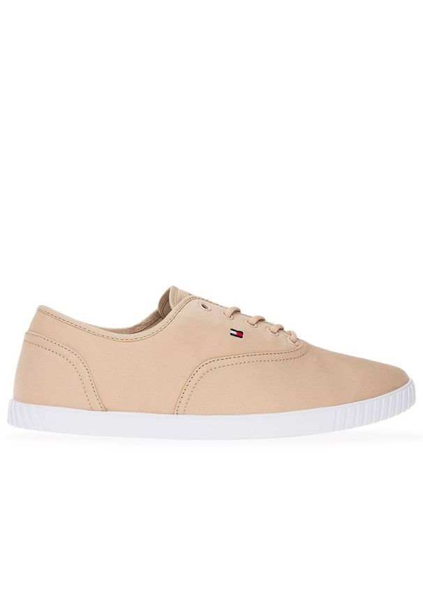 TOMMY HILFIGER - Buty damskie Tommy Hilfiger Canvas Lace Up FW0FW07805-TRY - różowe. Okazja: na co dzień. Kolor: różowy. Materiał: bawełna, guma, tkanina, poliester. Szerokość cholewki: normalna