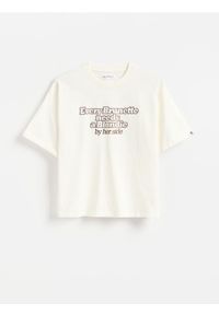 Reserved - T-shirt z nadrukiem - złamana biel. Materiał: bawełna. Wzór: nadruk #1
