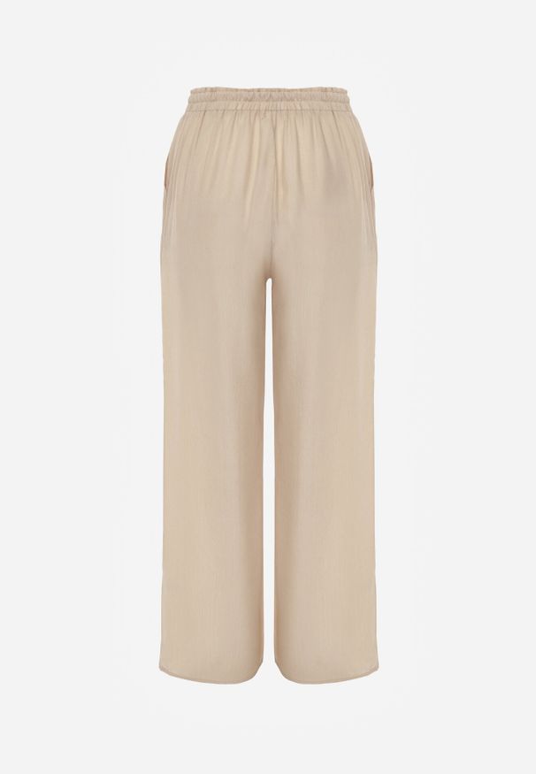 Born2be - Beżowe Szerokie Spodnie z Wiskozy Zyona. Okazja: na co dzień. Kolor: beżowy. Materiał: wiskoza. Styl: casual, klasyczny