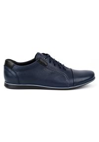 Kampol Buty męskie skórzane casual 39/63KAM granatowe niebieskie. Okazja: na co dzień. Kolor: niebieski. Materiał: skóra. Styl: casual #1