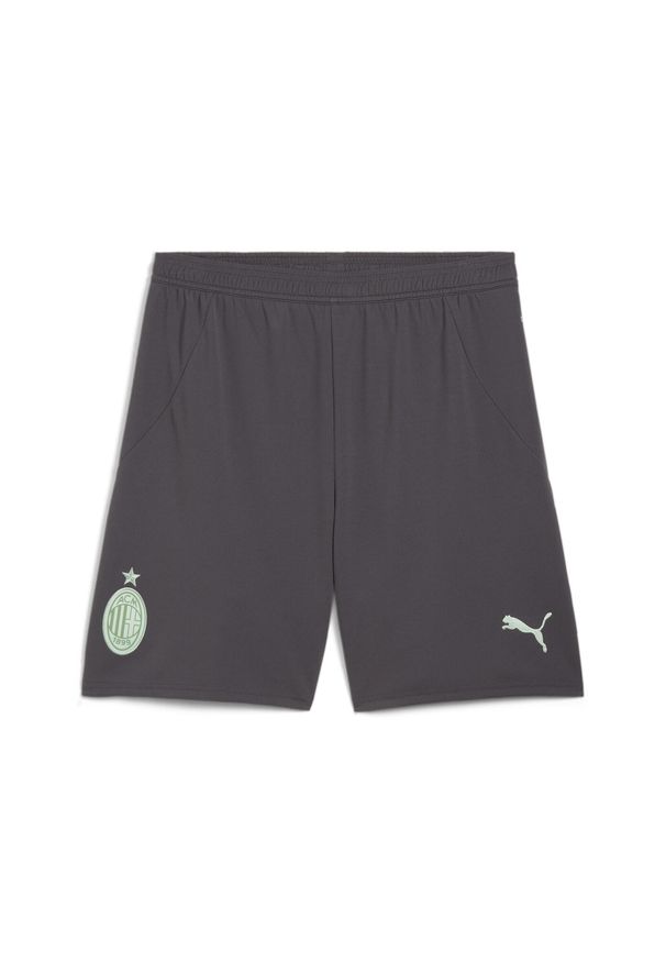 Puma - Męskie szorty AC Milan 24/25 PUMA Shadow Gray Fresh Mint Green. Kolor: szary, zielony, wielokolorowy. Sport: piłka nożna