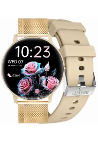 Gravity - Zegarek SMARTWATCH - GT1-8 PRO YE/YE/VT siatka mesh/beżowy pasek. Rodzaj zegarka: smartwatch. Kolor: beżowy. Materiał: mesh #1