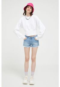 Abercrombie & Fitch bluza damska kolor biały gładka. Kolor: biały. Materiał: dzianina. Wzór: gładki #4