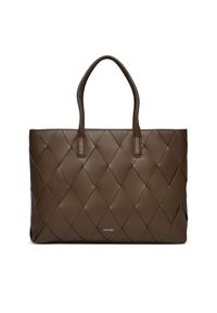 Calvin Klein Torebka Ck Woven Medium Shopper K60K612994 Brązowy. Kolor: brązowy. Materiał: skórzane