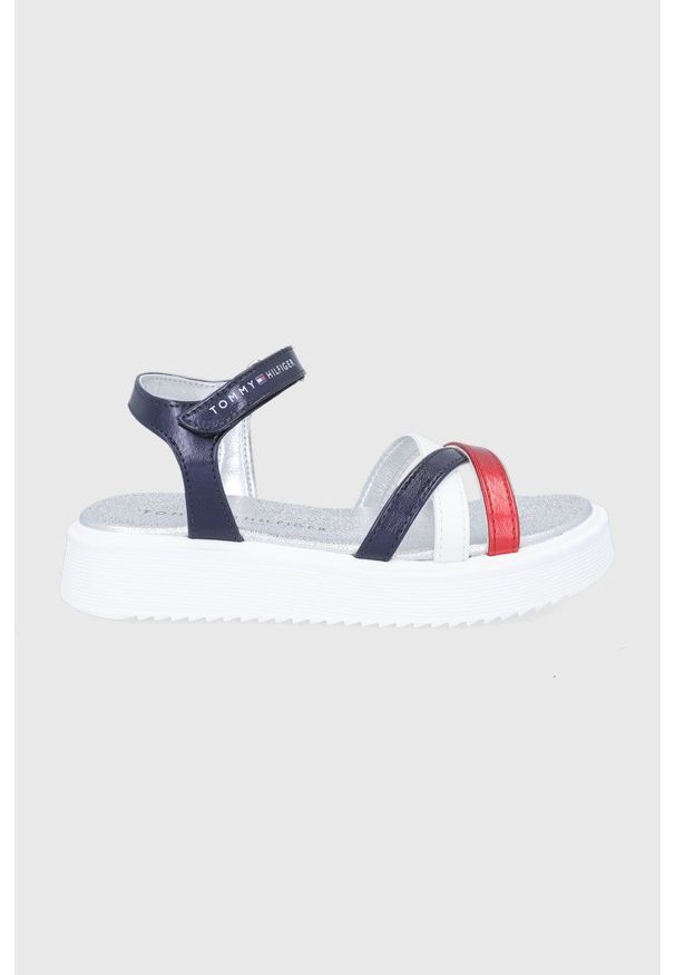 TOMMY HILFIGER - Tommy Hilfiger sandały dziecięce. Zapięcie: rzepy. Materiał: skóra, guma, materiał. Wzór: gładki. Obcas: na platformie