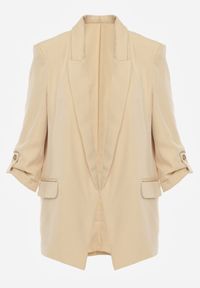 Born2be - Beżowa Marynarka Niezapinana z Kieszeniami i Rękawami 3/4 Fllavia. Kolor: beżowy #8
