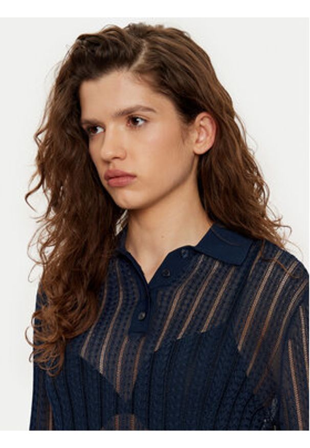 TOMMY HILFIGER - Tommy Hilfiger Sweter WW0WW44454 Granatowy Slim Fit. Kolor: niebieski. Materiał: wiskoza