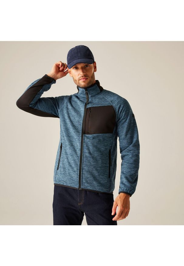 Regatta - Polar męski rozsuwany Salzance. Kolor: szary, niebieski, wielokolorowy. Materiał: polar. Sport: turystyka piesza