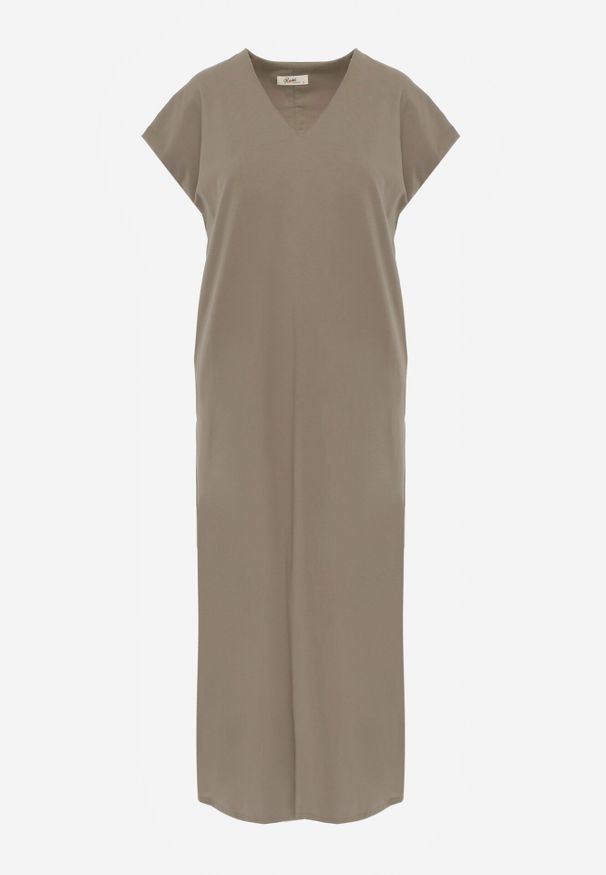 Born2be - Zielona Bawełniana Sukienka Pudełkowa o Fasonie Oversize z Kieszeniami Thaelusa. Okazja: na co dzień. Kolor: zielony. Materiał: bawełna. Typ sukienki: oversize. Styl: casual