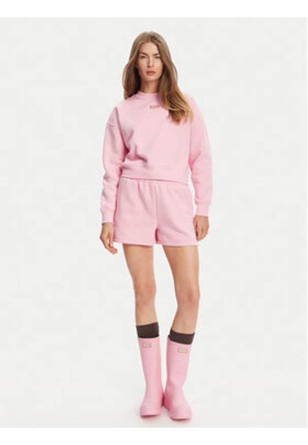 Hunter Bluza Tina HARW0042242 Różowy Cropped Fit. Kolor: różowy. Materiał: bawełna