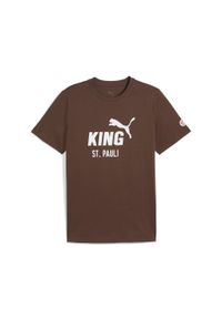 Puma - Męska koszulka FC St. Pauli KING z logo PUMA Espresso Brown White. Kolor: biały, brązowy, wielokolorowy