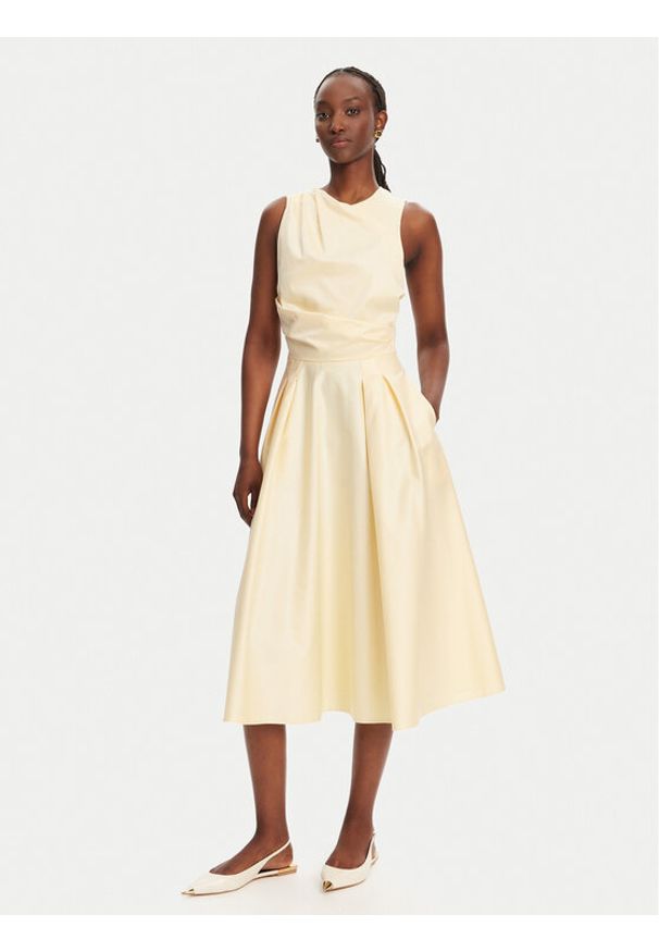 Elisabetta Franchi Sukienka koktajlowa ABT5252E2 DC7 Żółty Regular Fit. Kolor: żółty. Materiał: bawełna. Styl: wizytowy