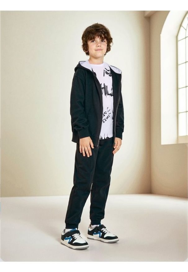 Sinsay - Spodnie dresowe - czarny. Kolor: czarny. Materiał: dresówka