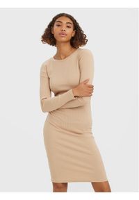 Vero Moda Sukienka codzienna Lavender 10270478 Beżowy Regular Fit. Okazja: na co dzień. Kolor: beżowy. Materiał: bawełna. Typ sukienki: proste. Styl: casual