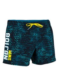 NABAIJI - Szorty pływackie męskie Nabaiji 100 All Palm krótkie. Kolor: niebieski, wielokolorowy, czarny, żółty. Materiał: materiał, elastan, poliamid. Długość: krótkie #1