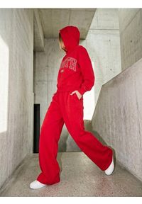 Sinsay - Spodnie materiałowe z szeroką nogawką - czerwony. Kolor: czerwony. Materiał: materiał #1