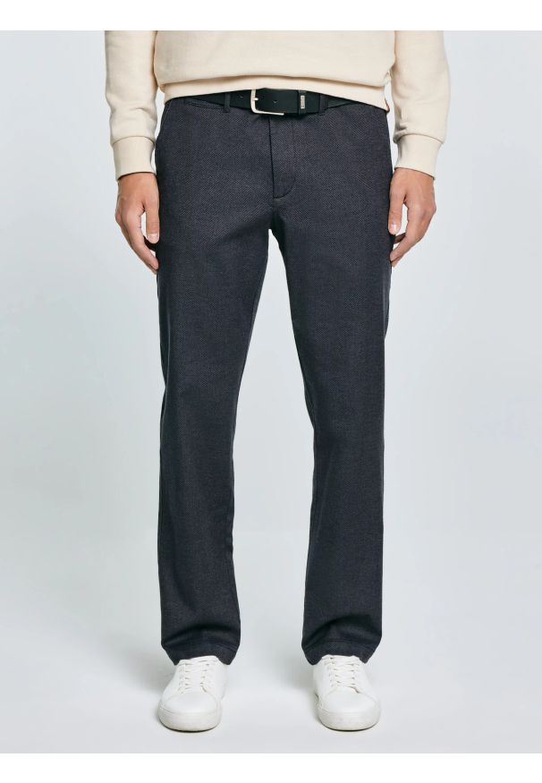 Big-Star - Spodnie męskie chinosy szare Debren 902. Kolor: szary. Materiał: tkanina. Wzór: haft. Styl: elegancki