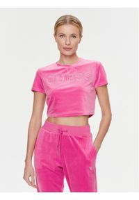 Guess T-Shirt V3BI01 KBXI2 Różowy Boxy Fit. Kolor: różowy. Materiał: syntetyk