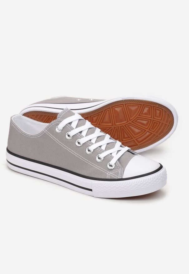 Born2be - Szare Trampki przed Kostkę ze Sznurowaniem Laysen. Okazja: na co dzień. Wysokość cholewki: przed kostkę. Kolor: szary. Styl: klasyczny, casual