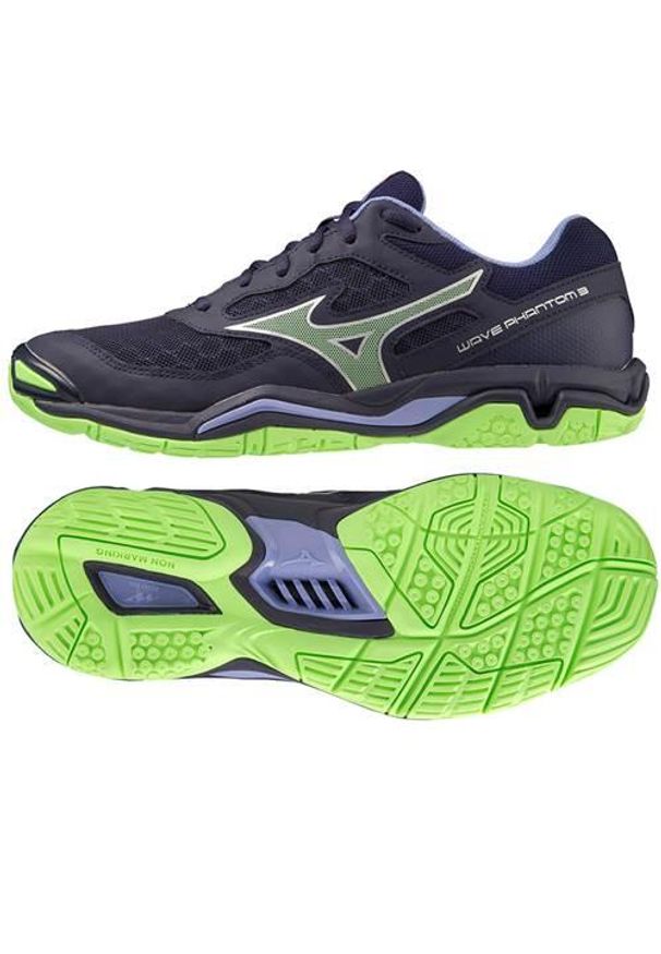 Buty do piłki ręcznej męskie Mizuno Buty Wave Phantom 3. Zapięcie: sznurówki. Kolor: wielokolorowy, czarny, niebieski. Materiał: materiał, tkanina, syntetyk. Szerokość cholewki: normalna. Model: Mizuno Wave