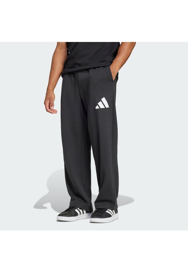 Adidas - Spodnie Essentials Wide Leg 3 Bar Logo. Kolor: czarny, wielokolorowy, biały. Materiał: materiał. Sport: fitness