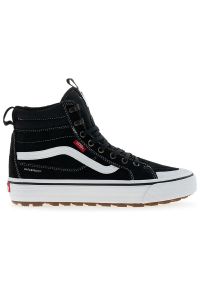 Buty męskie Vans SK8-Hi Waterproof Insulated VN000DAQBA21 - czarne. Kolor: czarny. Materiał: guma, skóra, syntetyk, materiał. Szerokość cholewki: normalna. Technologia: Primaloft. Sezon: jesień. Model: Vans SK8 #1