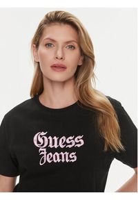 Guess T-Shirt Gothic W4RI49 K6XN4 Czarny Regular Fit. Kolor: czarny. Materiał: bawełna