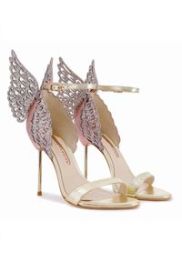 SOPHIA WEBSTER - Sandały Evangeline z brokatowymi skrzydłami. Kolor: fioletowy, różowy, wielokolorowy. Wzór: aplikacja