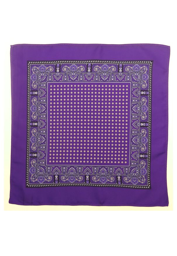 Modini - Fioletowa poszetka w kwiatki E51. Kolor: fioletowy. Wzór: kwiaty