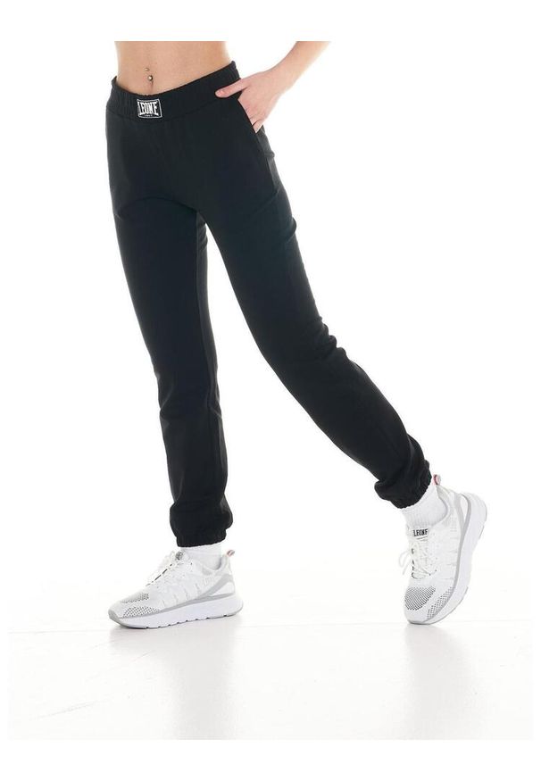 LEONE 1947 APPAREL - Damskie joggery w kolorze złotym i srebrnym. Kolor: czarny. Materiał: tkanina. Sport: fitness