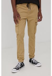 Brave Soul spodnie męskie kolor beżowy joggery. Kolor: beżowy