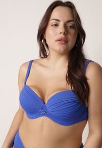 Born2be - Niebieskie Bikini z Marszczonym Biustonoszem i Majtkami z Wysokim Stanem Aereida. Stan: podwyższony. Kolekcja: plus size. Kolor: niebieski #6