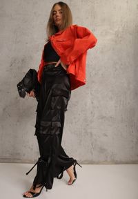 Renee - Pomarańczowa Jeansowa Kurtka z Bawełny Perilopei. Okazja: na co dzień. Kolekcja: plus size. Kolor: pomarańczowy. Materiał: bawełna, jeans. Styl: casual #3