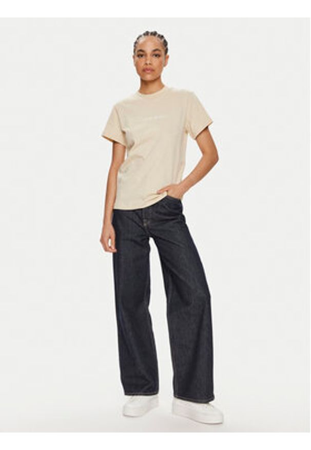 Calvin Klein T-Shirt Hero Logo K20K205448 Beżowy Regular Fit. Kolor: beżowy. Materiał: bawełna