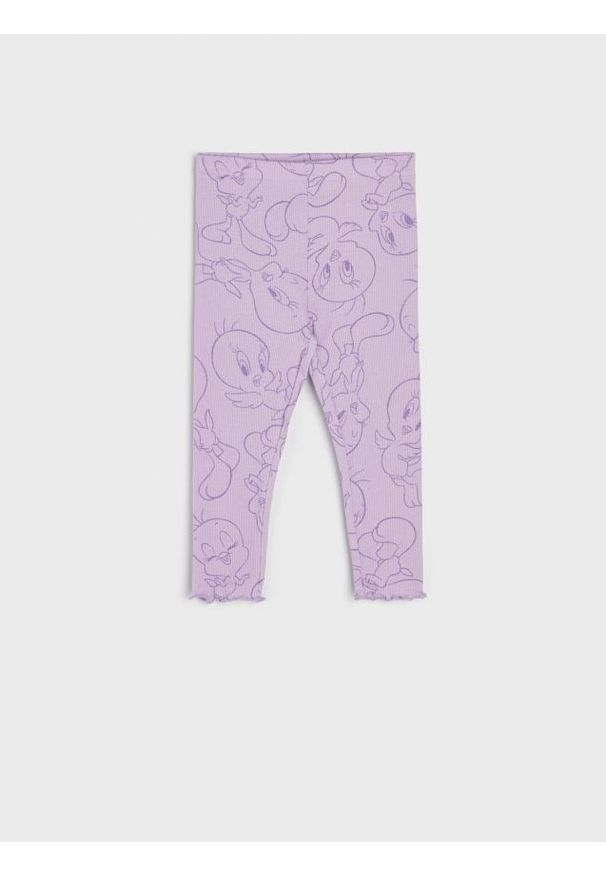 Sinsay - Legginsy Looney Tunes - fioletowy. Kolor: fioletowy. Wzór: nadruk