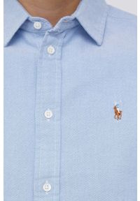 Polo Ralph Lauren koszula bawełniana damska kolor niebieski regular z kołnierzykiem klasycznym. Typ kołnierza: kołnierzyk klasyczny, polo. Kolor: niebieski. Materiał: bawełna. Wzór: aplikacja. Styl: klasyczny #2