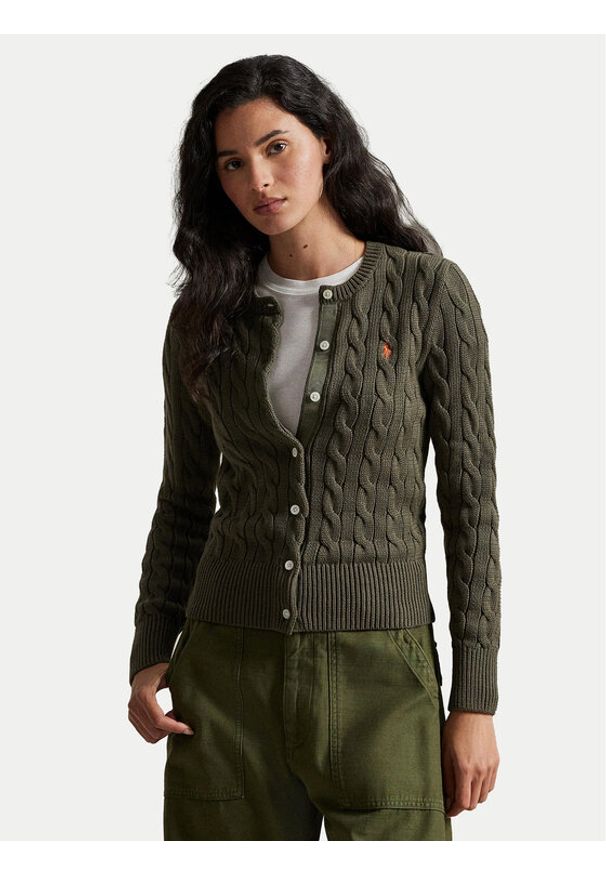 Polo Ralph Lauren Kardigan 211971868500 Zielony Slim Fit. Typ kołnierza: polo. Kolor: zielony. Materiał: bawełna