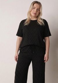 Born2be - Czarny Komplet Bawełniany o Fasonie Oversize T-shirt i Spodnie Azilane. Kolor: czarny. Materiał: bawełna #4