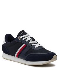 TOMMY HILFIGER - Tommy Hilfiger Sneakersy Essential Stripes Runner FW0FW07382 Granatowy. Kolor: niebieski. Materiał: materiał