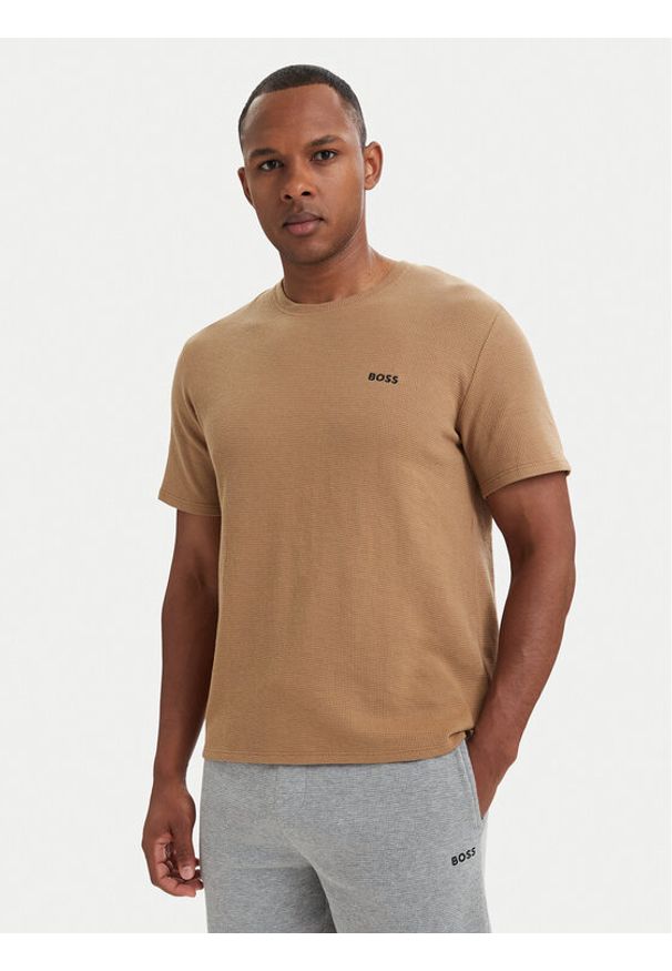 BOSS T-Shirt Waffle 50535891 Beżowy Regular Fit. Kolor: beżowy. Materiał: bawełna