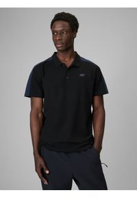 4f - 4F Koszulka polo regular męska - czarna 3XL. Okazja: na co dzień. Typ kołnierza: polo. Kolor: czarny. Materiał: dzianina, bawełna. Wzór: ze splotem. Styl: casual, klasyczny, sportowy #1
