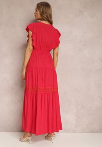 Renee - Czerwona Sukienka Callamene. Kolor: czerwony. Materiał: wiskoza, koronka. Wzór: ażurowy, bez wzorów, aplikacja, gładki. Sezon: lato. Długość: maxi #4