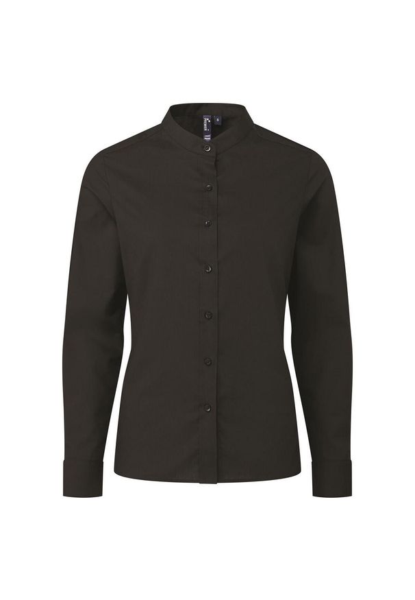 PREMIER - Damska Koszula Grandad. Okazja: na co dzień. Kolor: czarny. Styl: casual