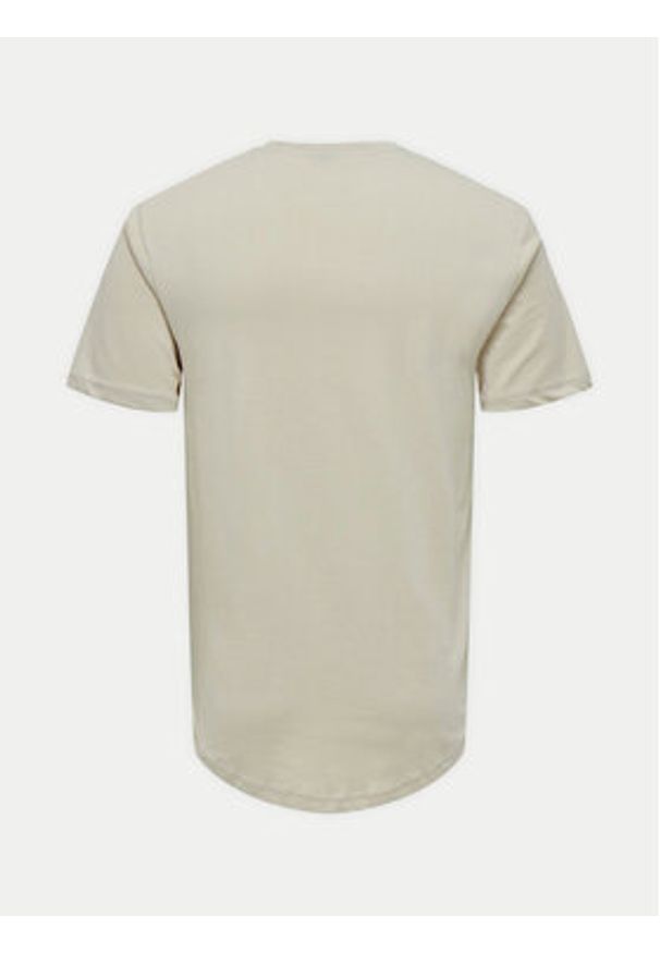 Only & Sons T-Shirt Matt 22002973 Beżowy Regular Fit. Kolor: beżowy. Materiał: bawełna