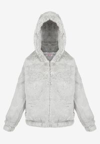 Born2be - Jasnoszara Kurtka Futerko Teddy Oversize Denon. Typ kołnierza: kaptur. Kolor: szary. Materiał: futro. Sezon: zima, jesień #5