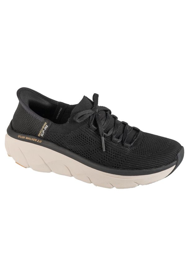 skechers - Buty sportowe Sneakersy damskie, Slip-Ins: D'lux Walker 2.0 - Thrill Movement. Kolor: czarny. Model: Skechers Sport. Sport: turystyka piesza