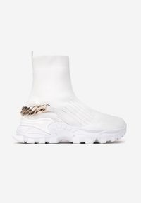 Born2be - Białe Sneakersy Klymale. Nosek buta: okrągły. Zapięcie: bez zapięcia. Kolor: biały. Materiał: materiał. Szerokość cholewki: normalna #2